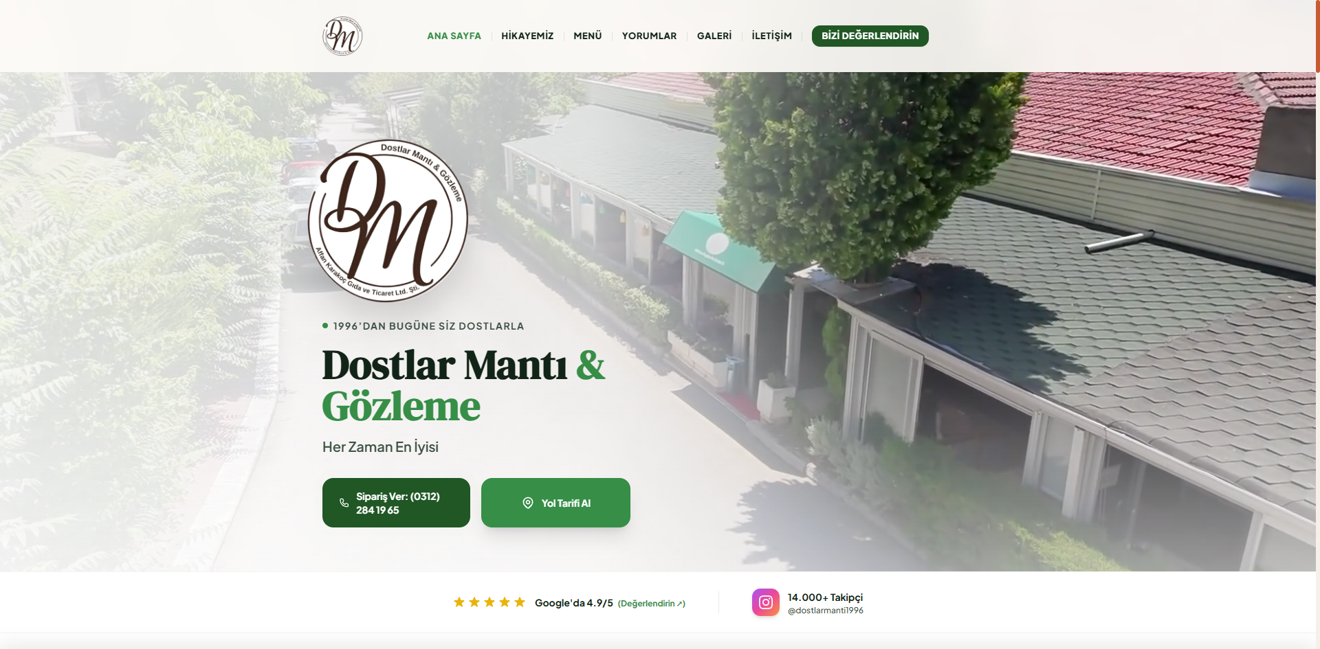 Dostlar Mantı Restaurant Website